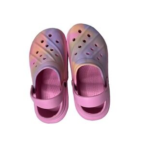 Croc Style Clogs Shoes Womens Size 6.5 Pink Purple Yellow Tie Dye Comfort Garden